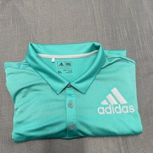 Men's ADIDAS Performance Polo XL Green /Micro-Dots & Big Adidas Logo ~ Polyester